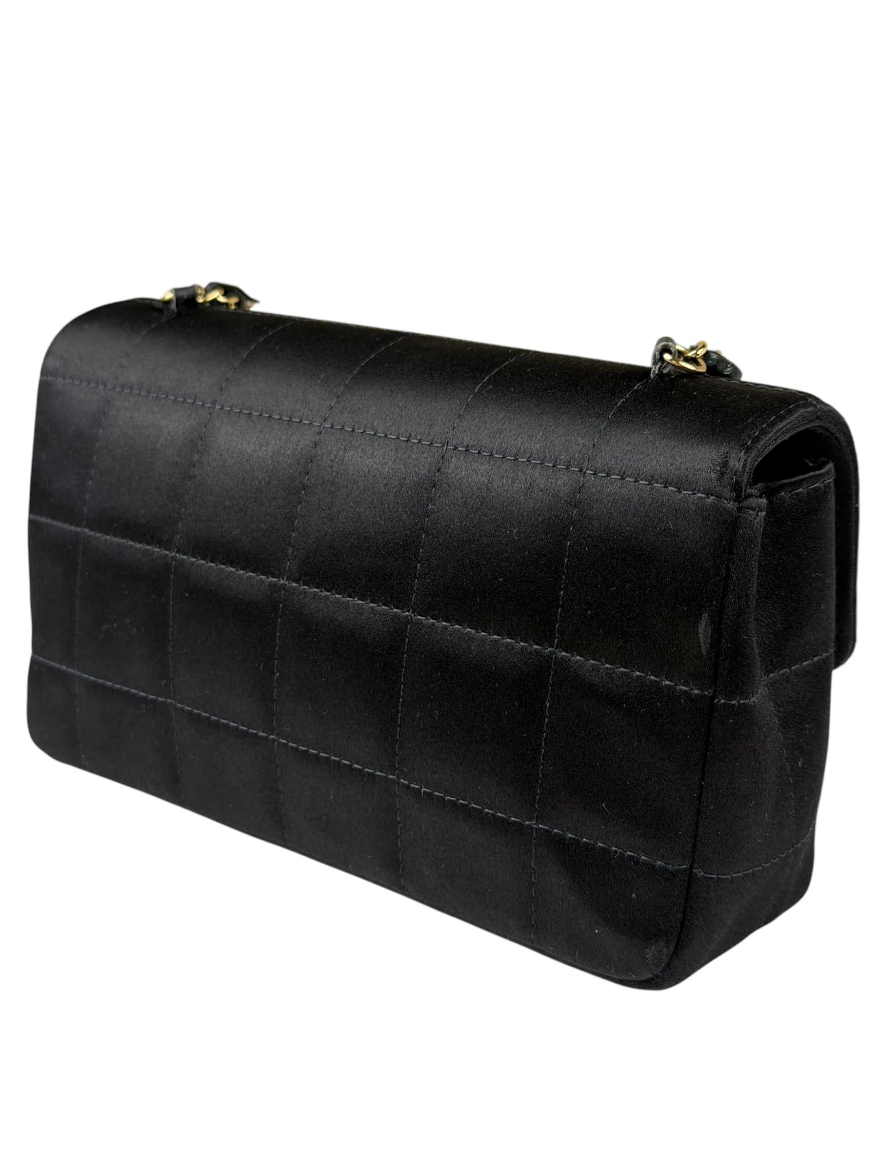Chanel Black Satin Chocolate Bar Mini East-West Flap Bag