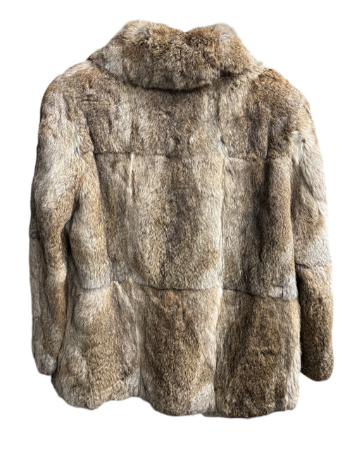 Vintage Multicolor Cube Pattern Rabbit Fur Caot