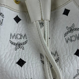 MCM Monogram White Bucket Shoulder Bag