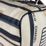 Chanel Cream Leather Coated Canvas Le Train Boston Bag 2006