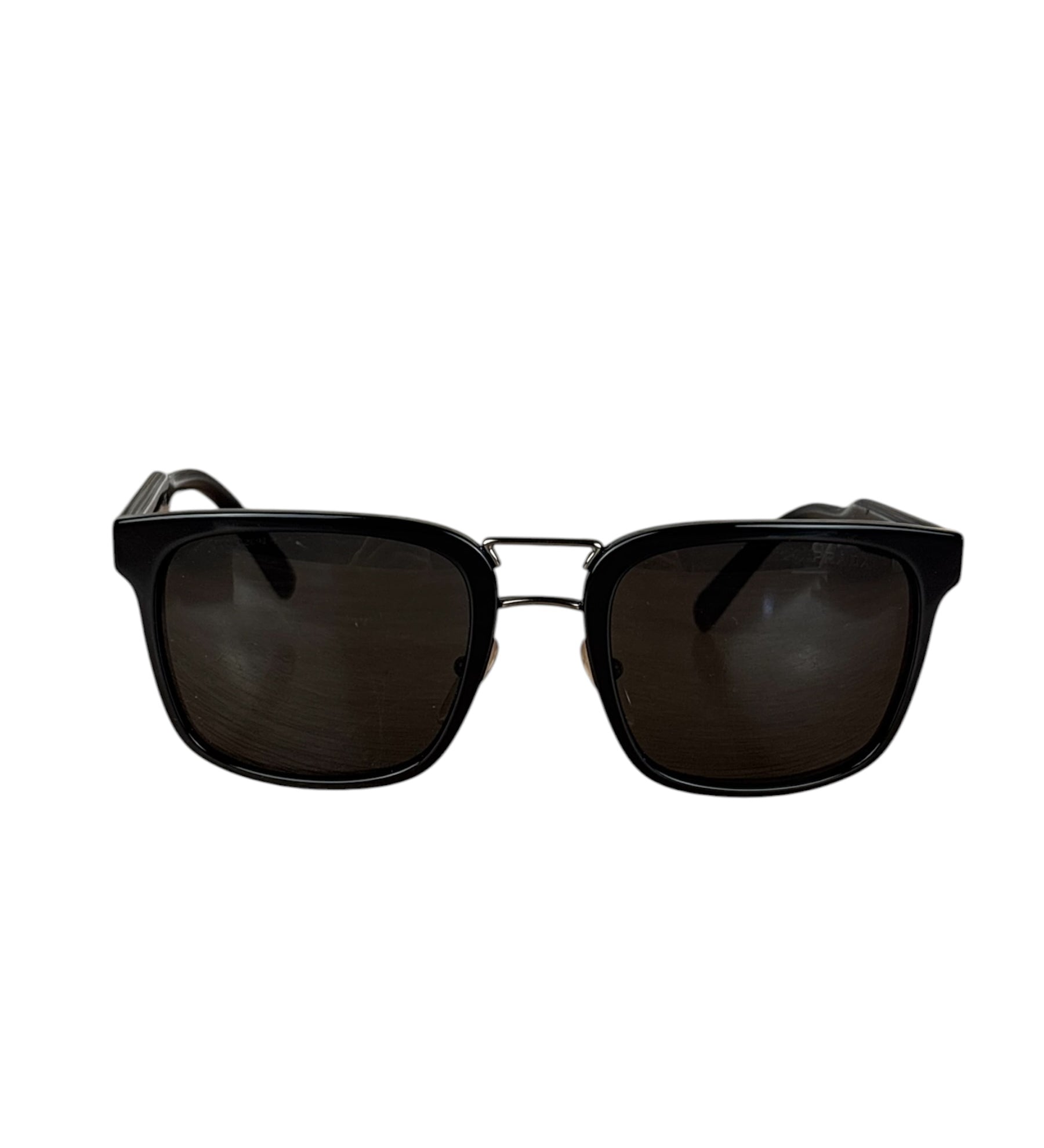 Prada Black Metal Double Bridge Sunglasses