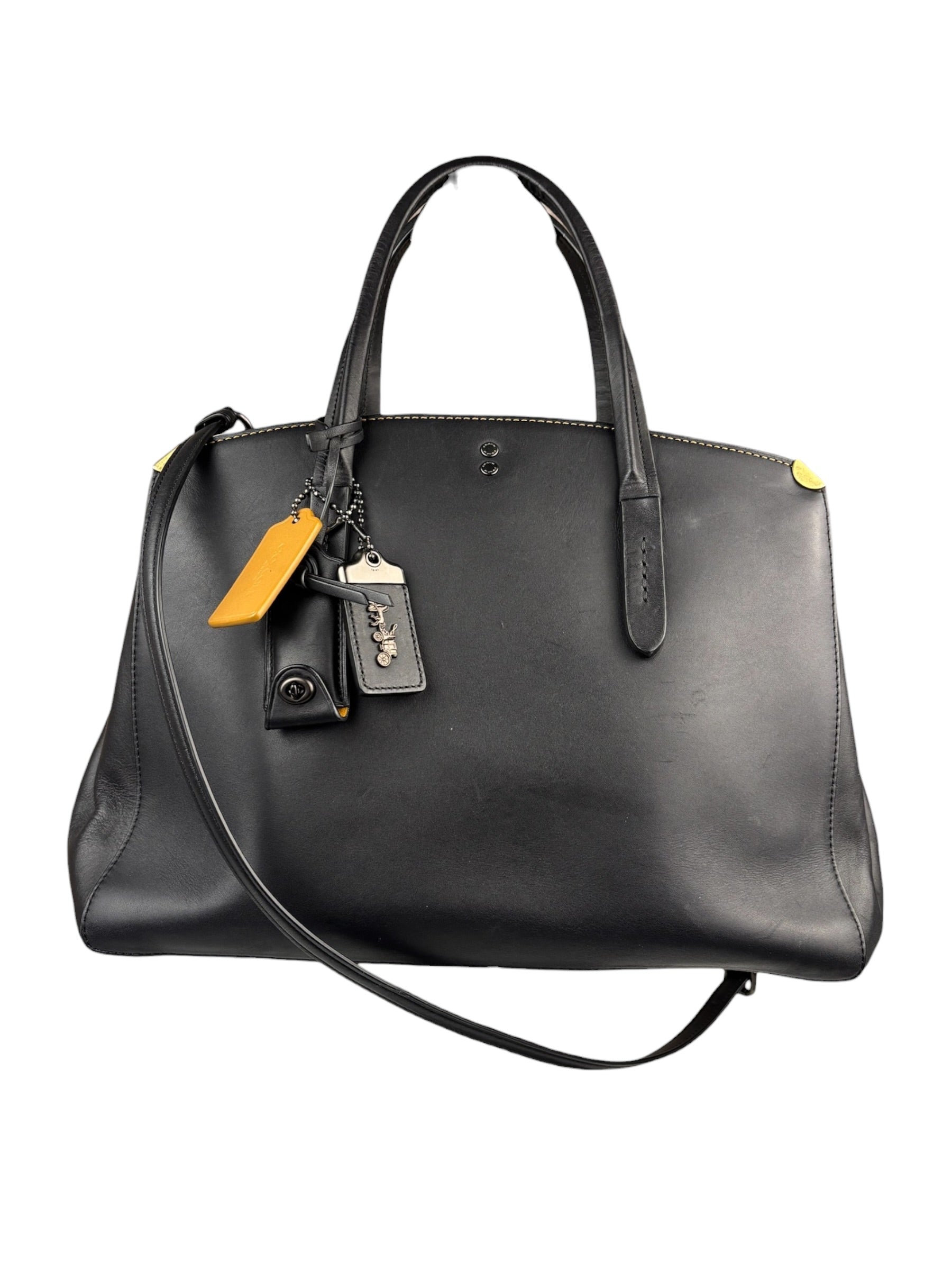 Coach Black Leather Trim Copper Carryall Two-Way Bag