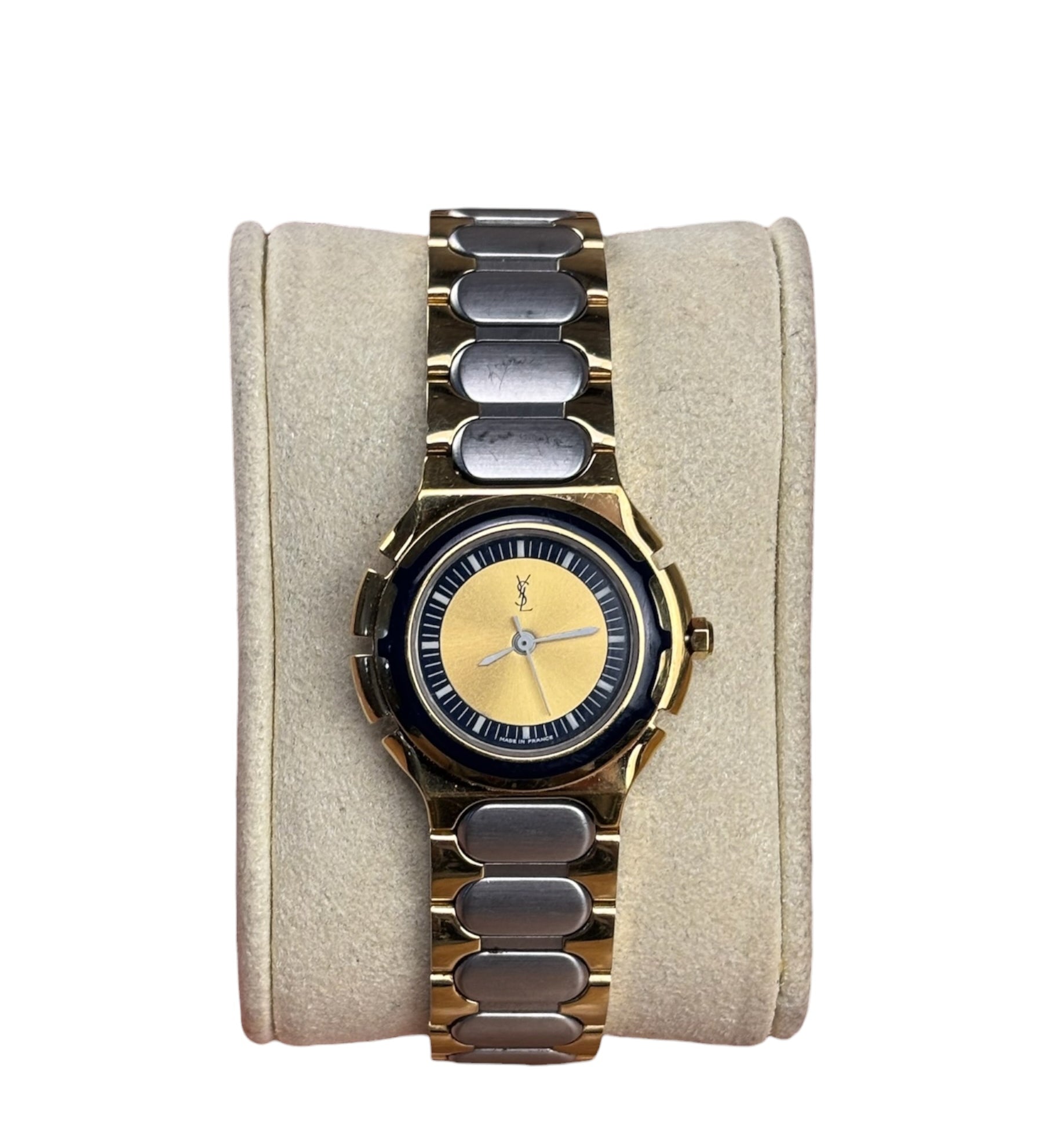 YSL 2 Tone Round Dial Navy Bezel