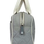 Chanel Grey Quilted Leather Trim Bowling Bag 2000
