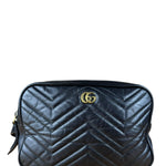 Gucci GG Black Chevron Leather Belt Bag