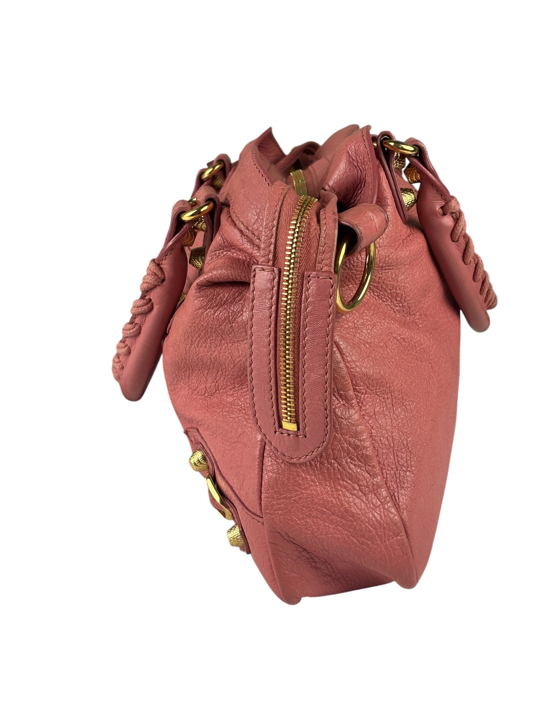 Balenciaga Pink Lambskin Velo Moto Two-Way Bag