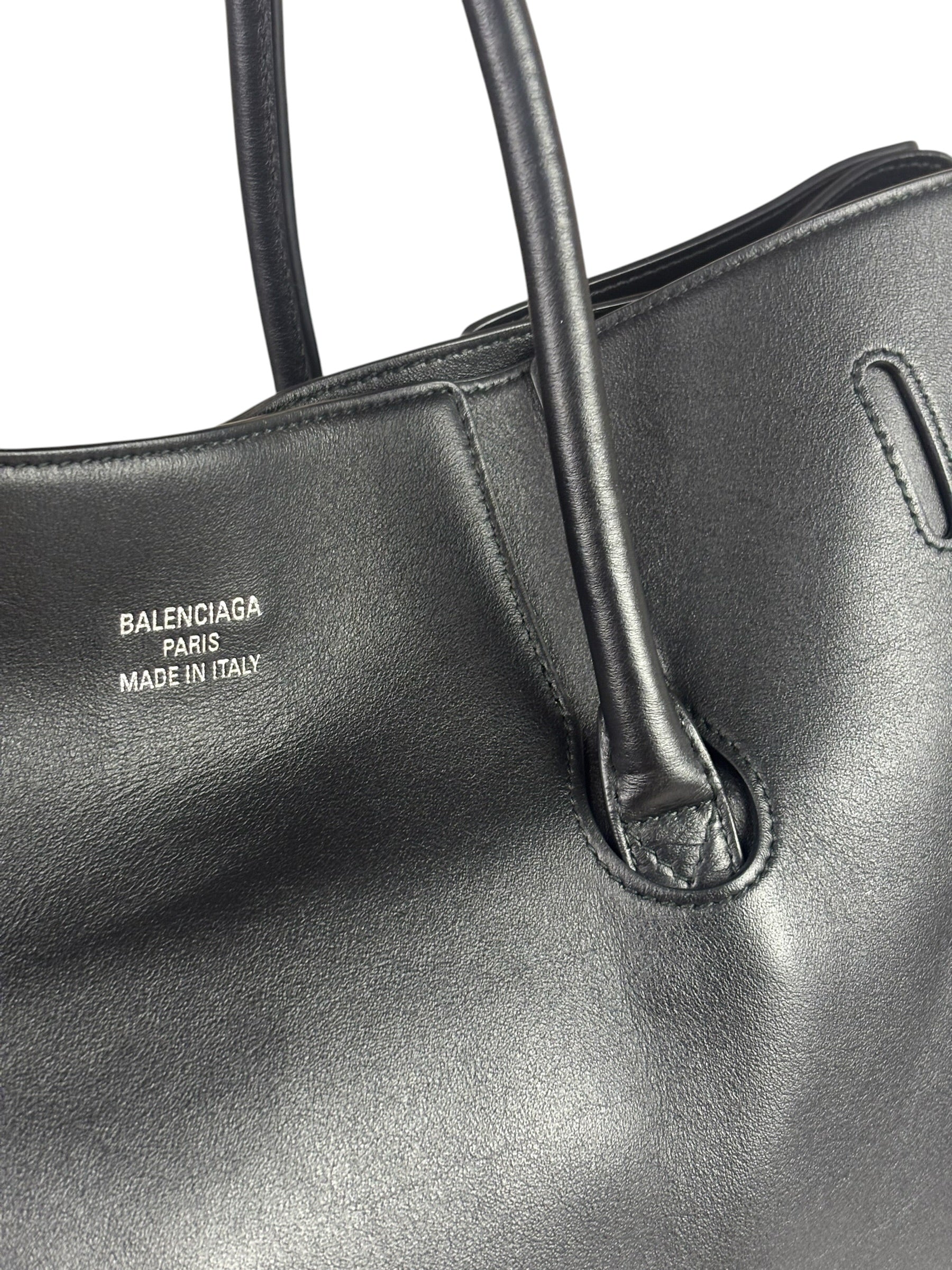 Balenciaga Black Leather Bel Air Carry Carry All Large Tote