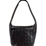 Bottega Veneta Brown Leather Intrecciato Mini Wallace Hobo Bag