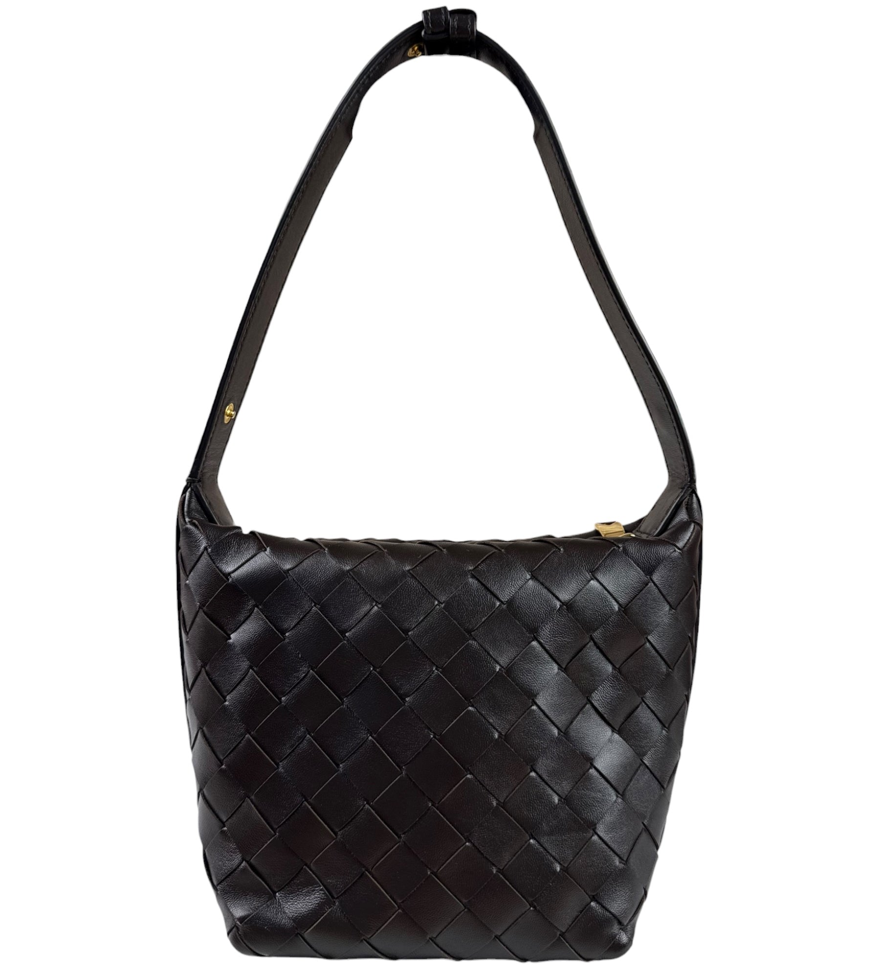 Bottega Veneta Brown Leather Intrecciato Mini Wallace Hobo Bag