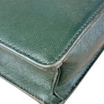 Burberry Dark Green Saffiano Leather Clutch