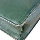 Burberry Dark Green Saffiano Leather Clutch