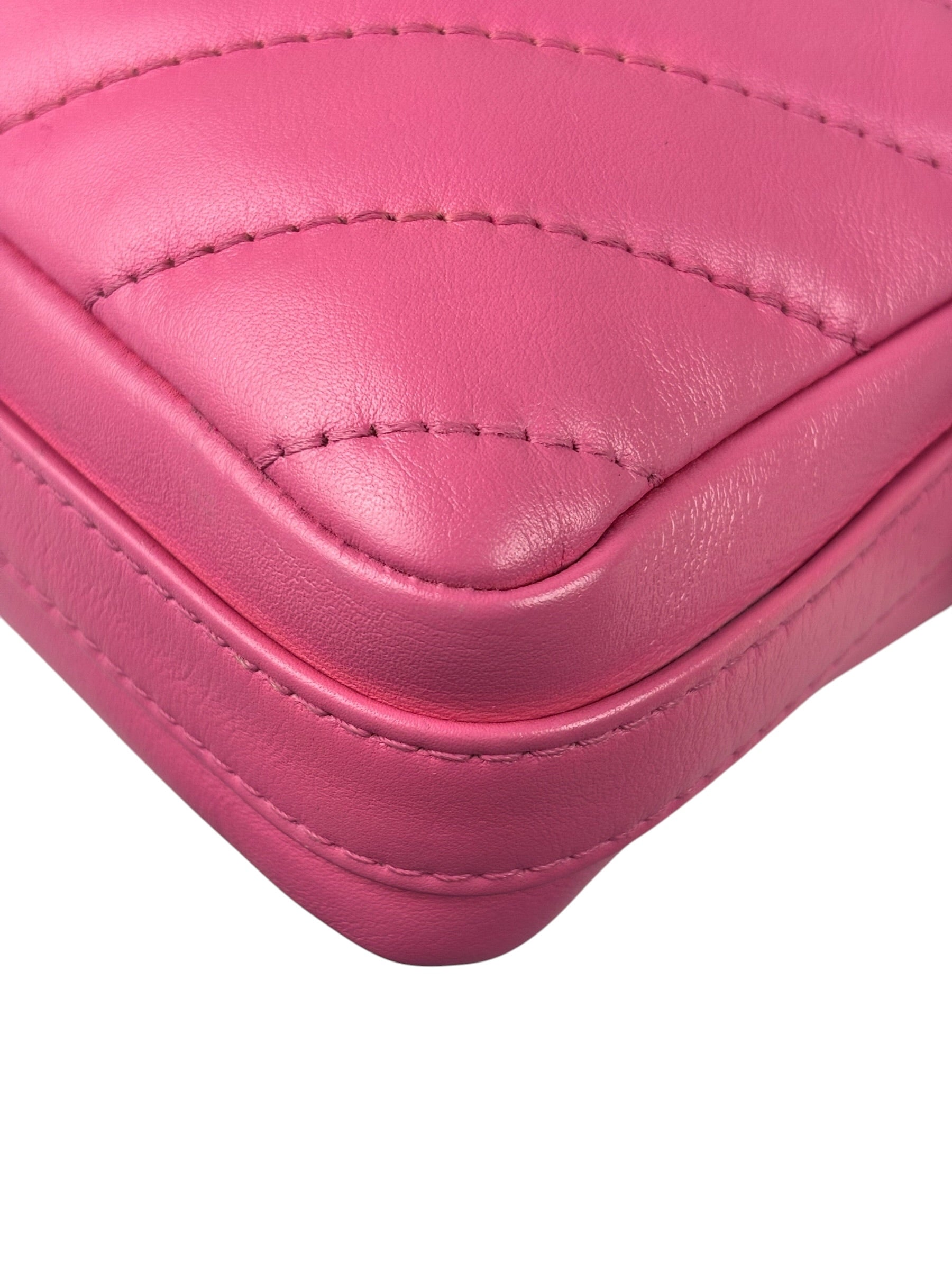 Chanel Pink Chevron Leather Promenade Chain Shoulder Bag 2018