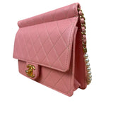 Chanel Pink Quilted Leather Pearl Chain Flap Bag 2019