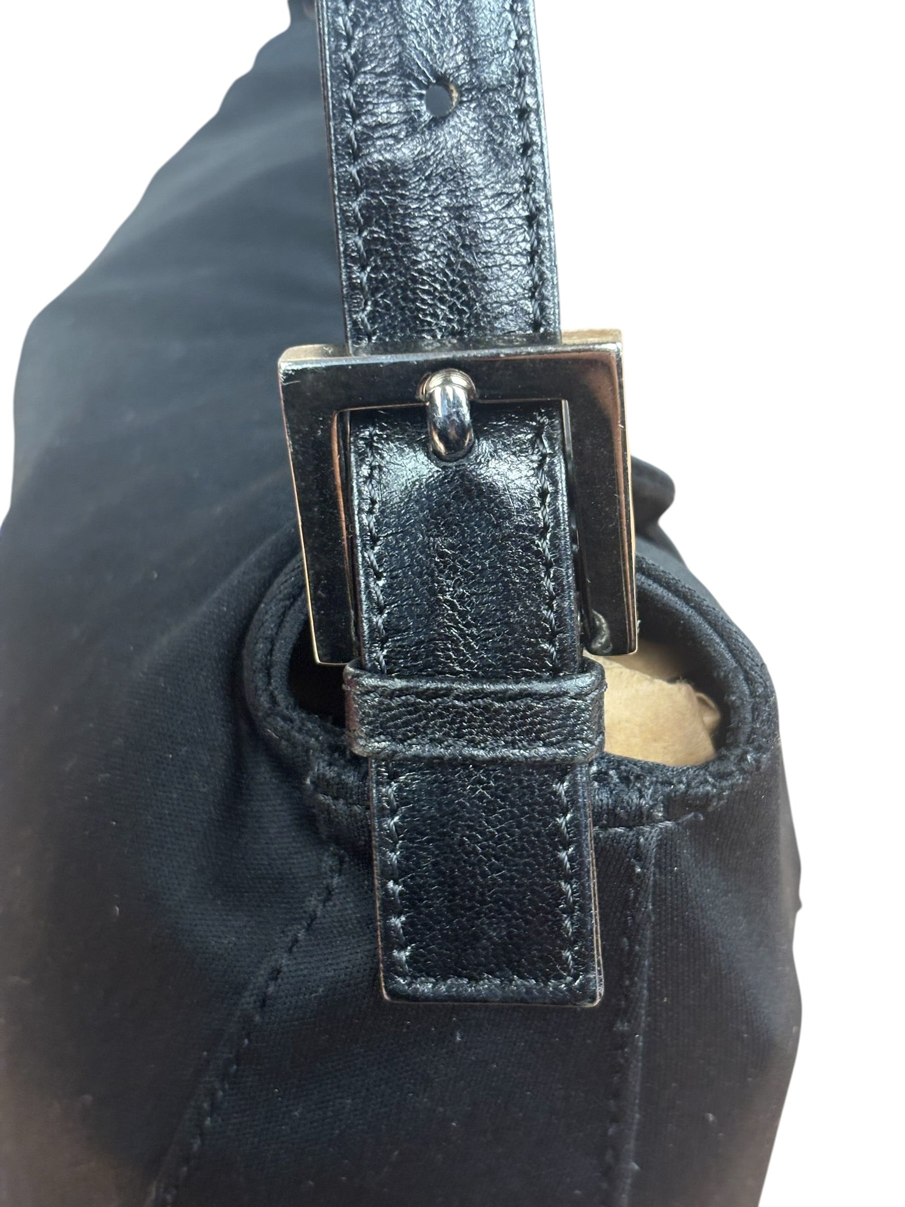Fendi Vintage Black Mamma Baguette Shoulder Bag