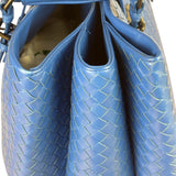 Bottega Veneta Blue Leather Small Nappa Intercciato Roma Satchel