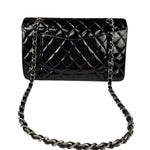 Chanel Black Patent Quilted Leather Double Flap Bag