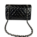Chanel Black Patent Quilted Leather Double Flap Bag