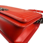 Chanel Red Leather Reverso Boy Flap Bag