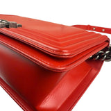 Chanel Red Leather Reverso Boy Flap Bag