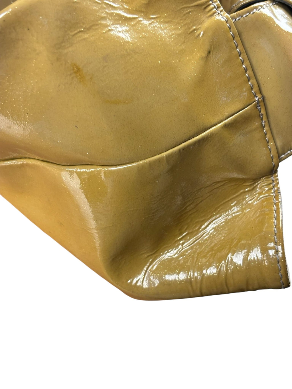 Loewe Anagram Patent Olive Leather Top Handle Bag
