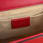 Gucci Red Leather Pearl Studded Padlock Shoulder Bag