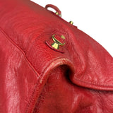 Balenciaga Red Leather Moto City Shoulder Bag Medium