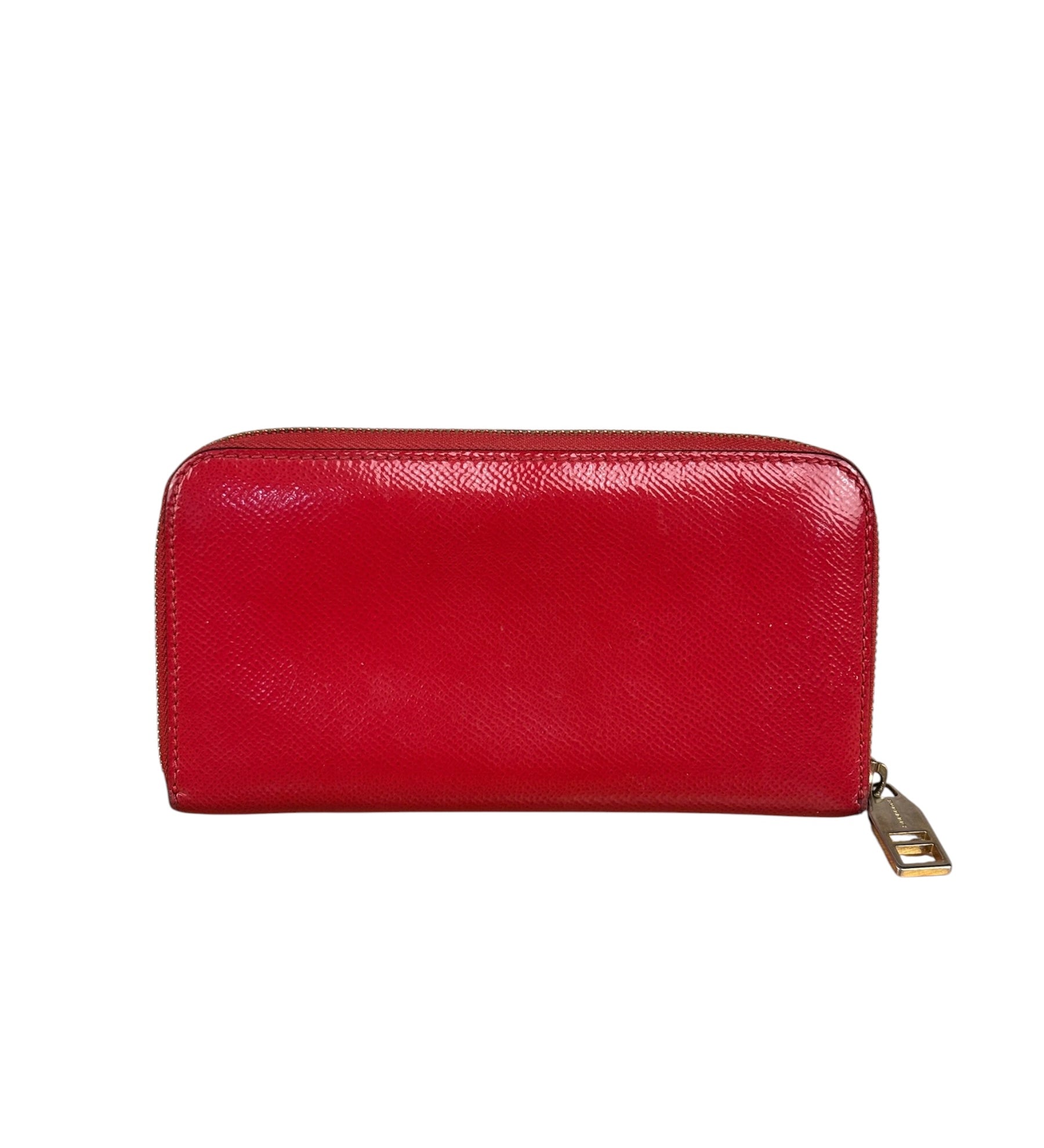 Burberry Vintage Red Leather Zip Long Wallet