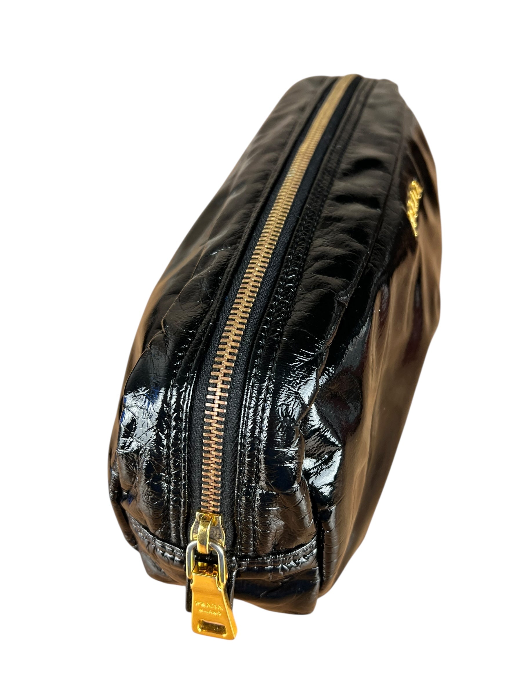 Prada Black Patent Vernice Cosmetic Pouch