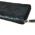 Christian Dior Vintage Black Quilted Leather Zippy Wallet