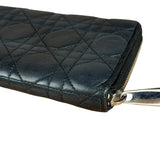 Christian Dior Vintage Black Quilted Leather Zippy Wallet