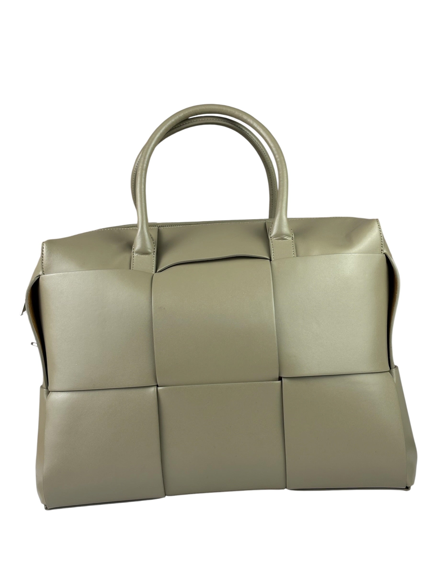 Bottega Veneta Olive Green Leather Intrecciato Arco Two-Way Bag