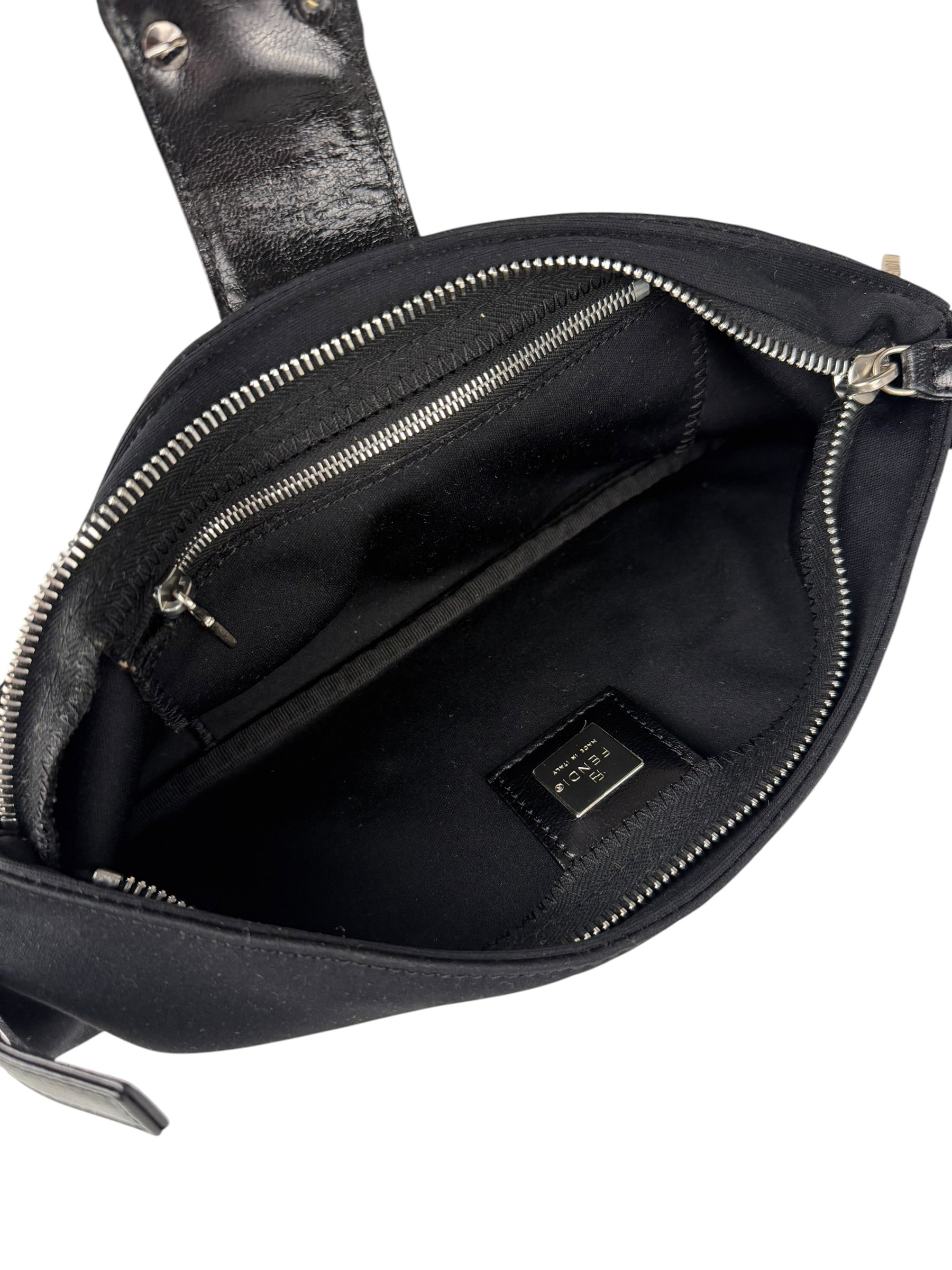 Fendi Black Nylon Mamma Baguette Shoulder Bag
