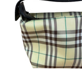 Burberry Multicolor Leather Trim House Check Top-Handle Pouch