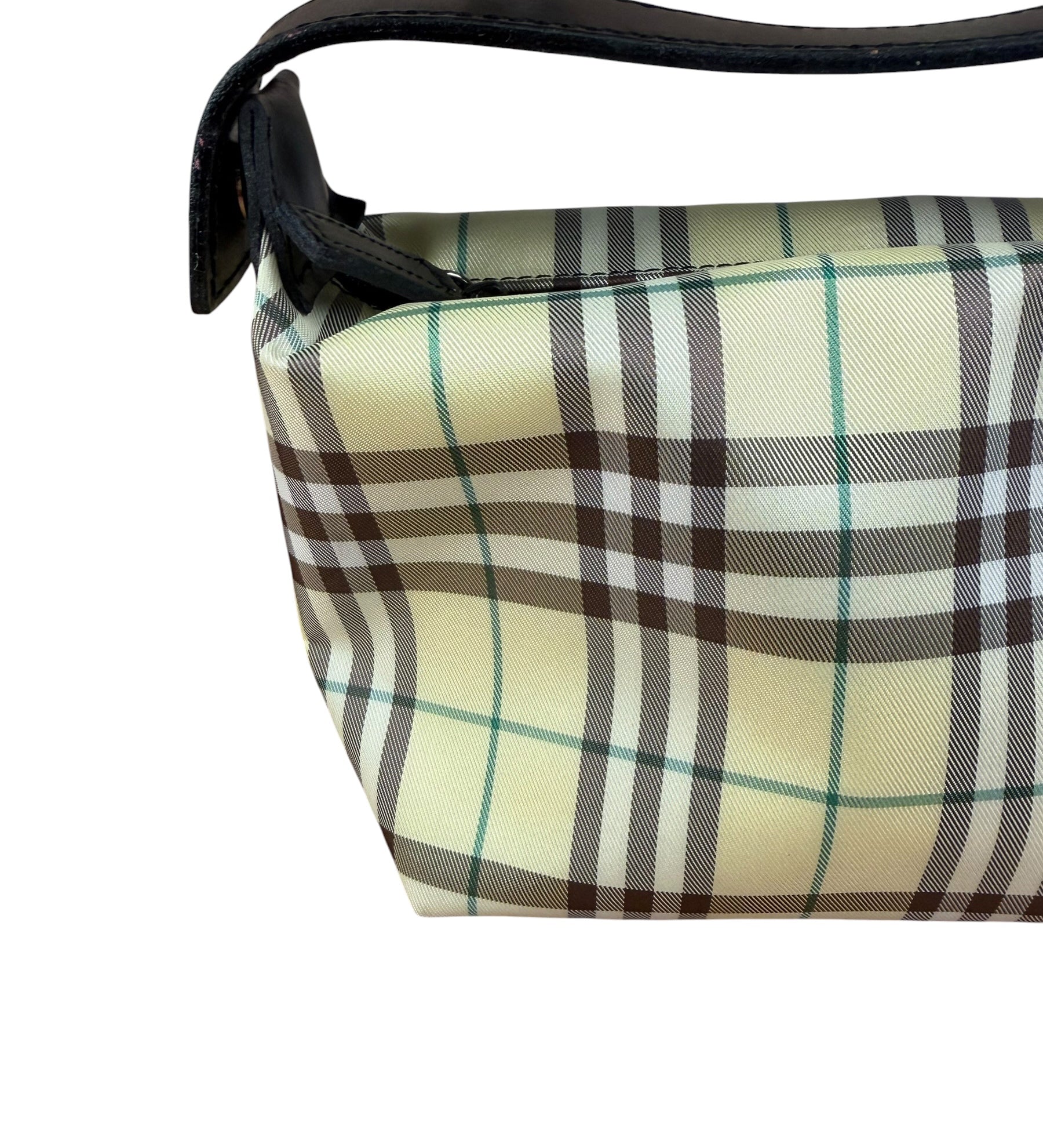 Burberry Multicolor Leather Trim House Check Top-Handle Pouch