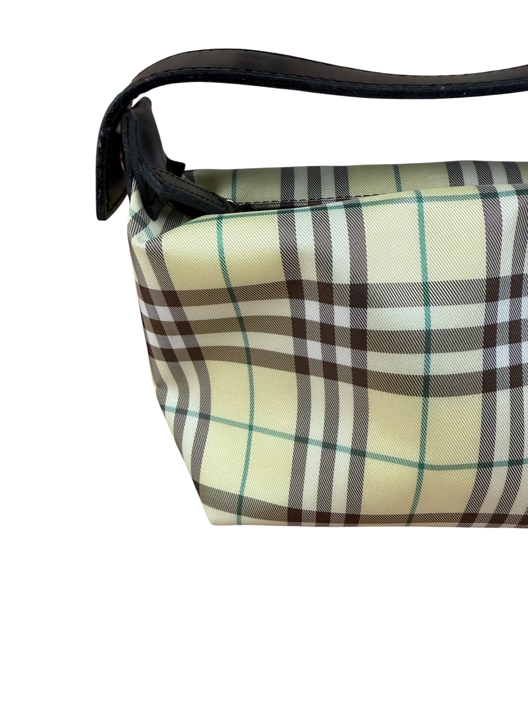 Burberry Multicolor Leather Trim House Check Top-Handle Pouch