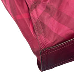 Burberry Plum Nylon/Leather Trim Nova Check Buckleigh Packable Tote
