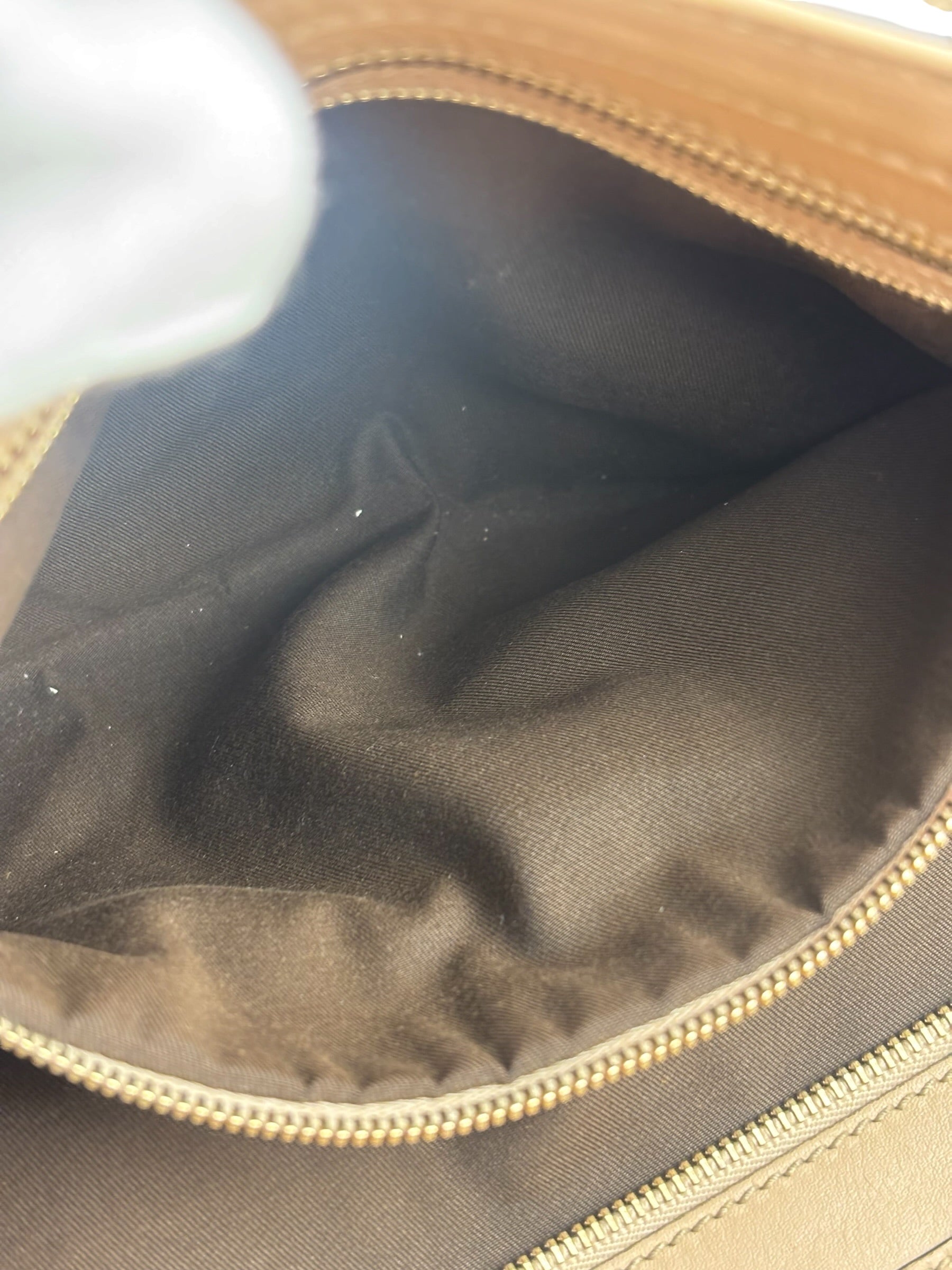 Gucci Vintage Beige Leather Ruched Handle Tote