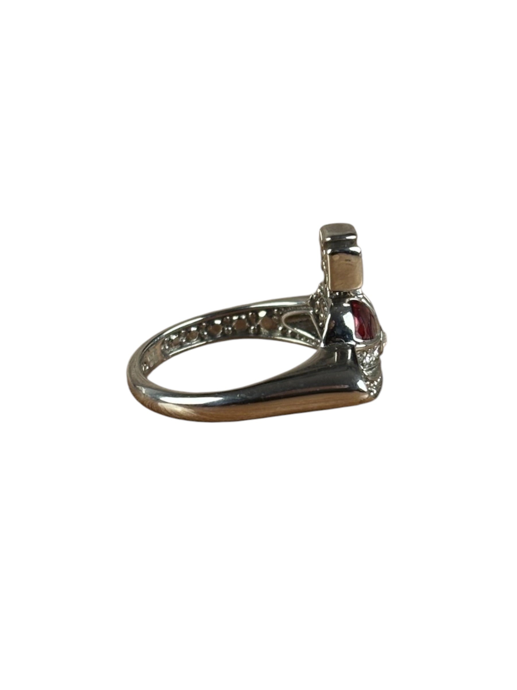 Vivienne Westwood Silver Diamante Red Enamel Ring