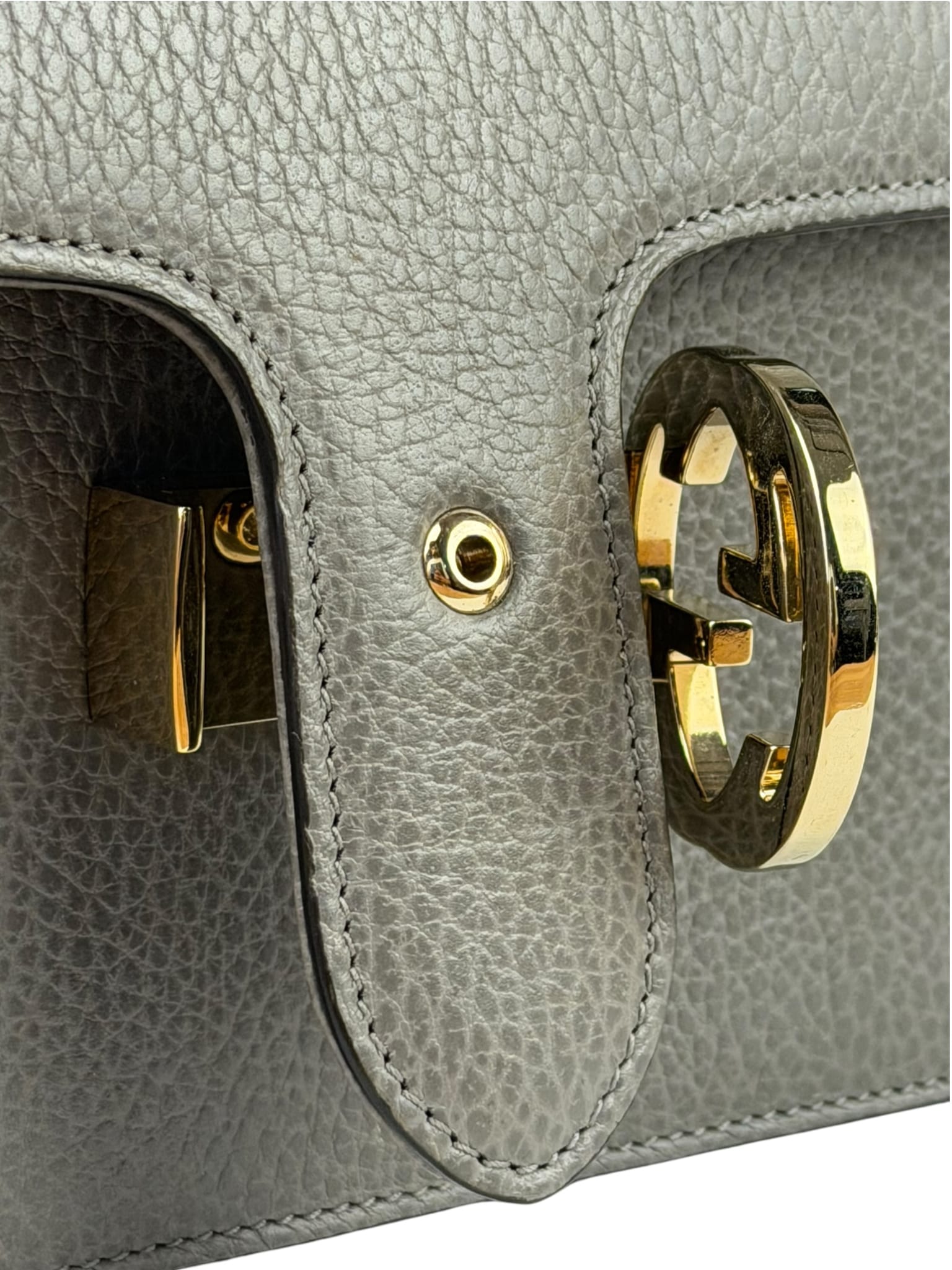 Gucci Grey Calfskin Interlocking Small G Shoulder Bag