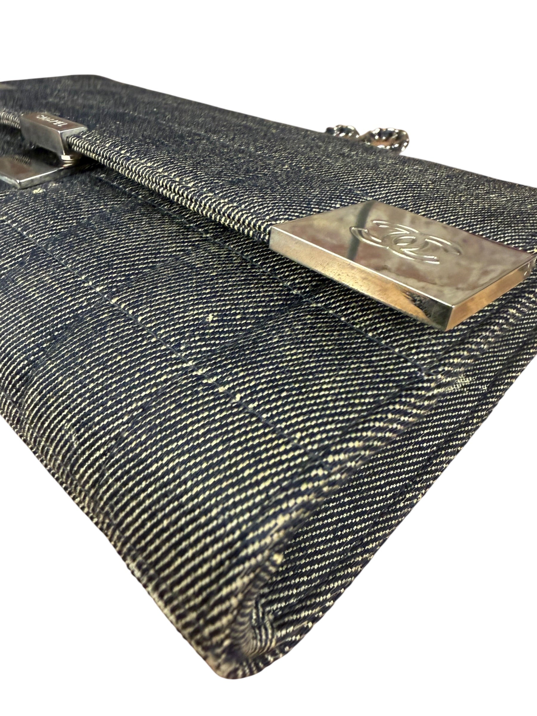 Chanel Denim Chocolate Bar Chain Flap Bag 2002