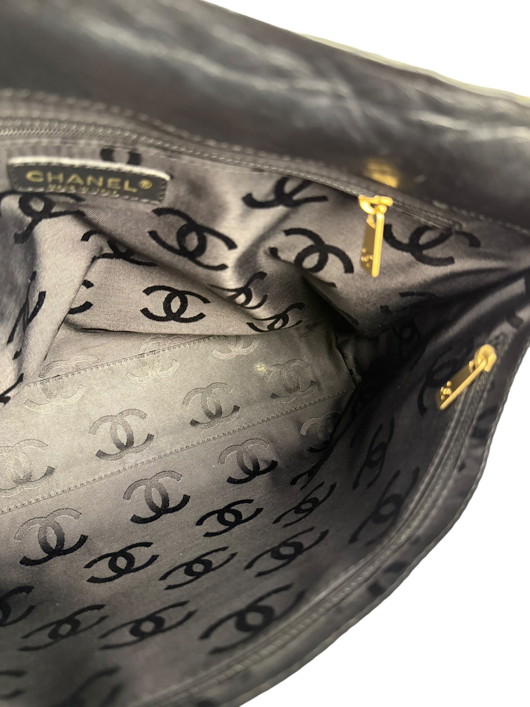 Chanel Black Patent Floral Cutout Tote (Patent Damaged) 2003