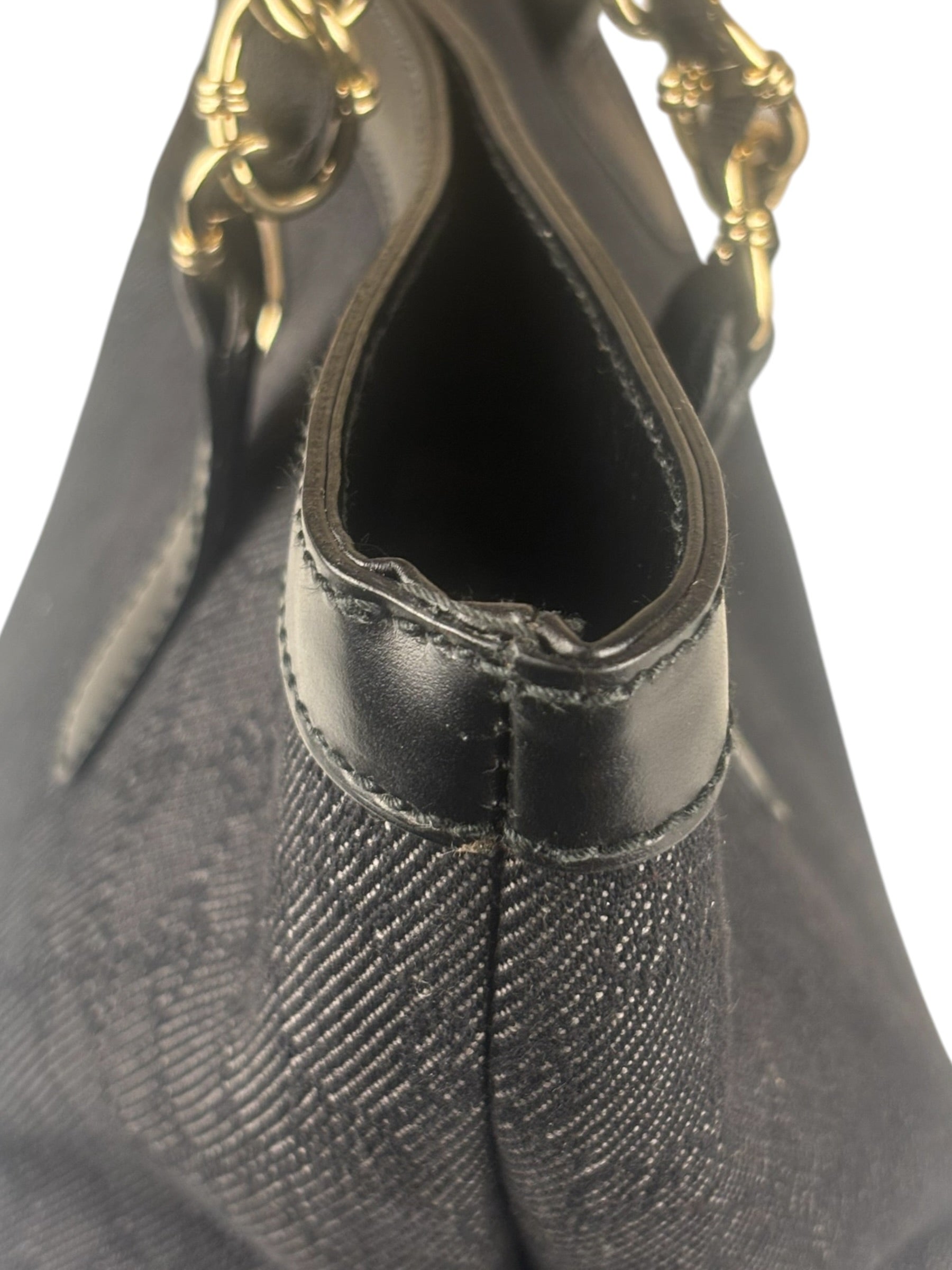 Gucci GG Black Canvas Capri Chain Tote Bag