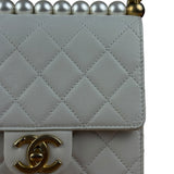 Chanel Small Chic Pearls White Flap Bag 2019