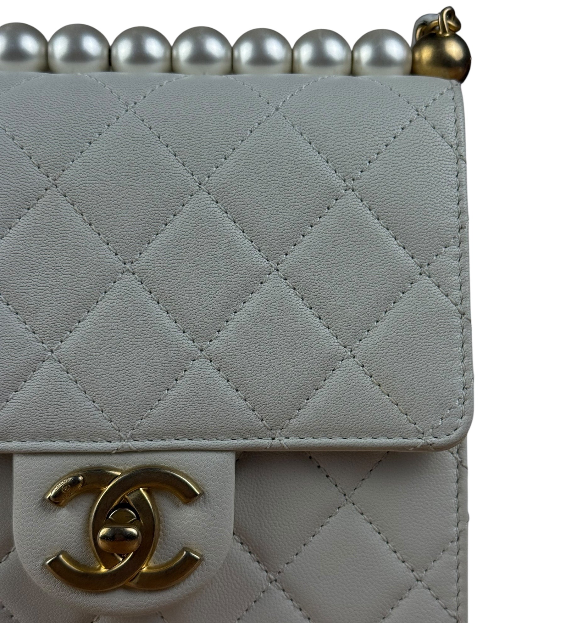 Chanel Small Chic Pearls White Flap Bag 2019