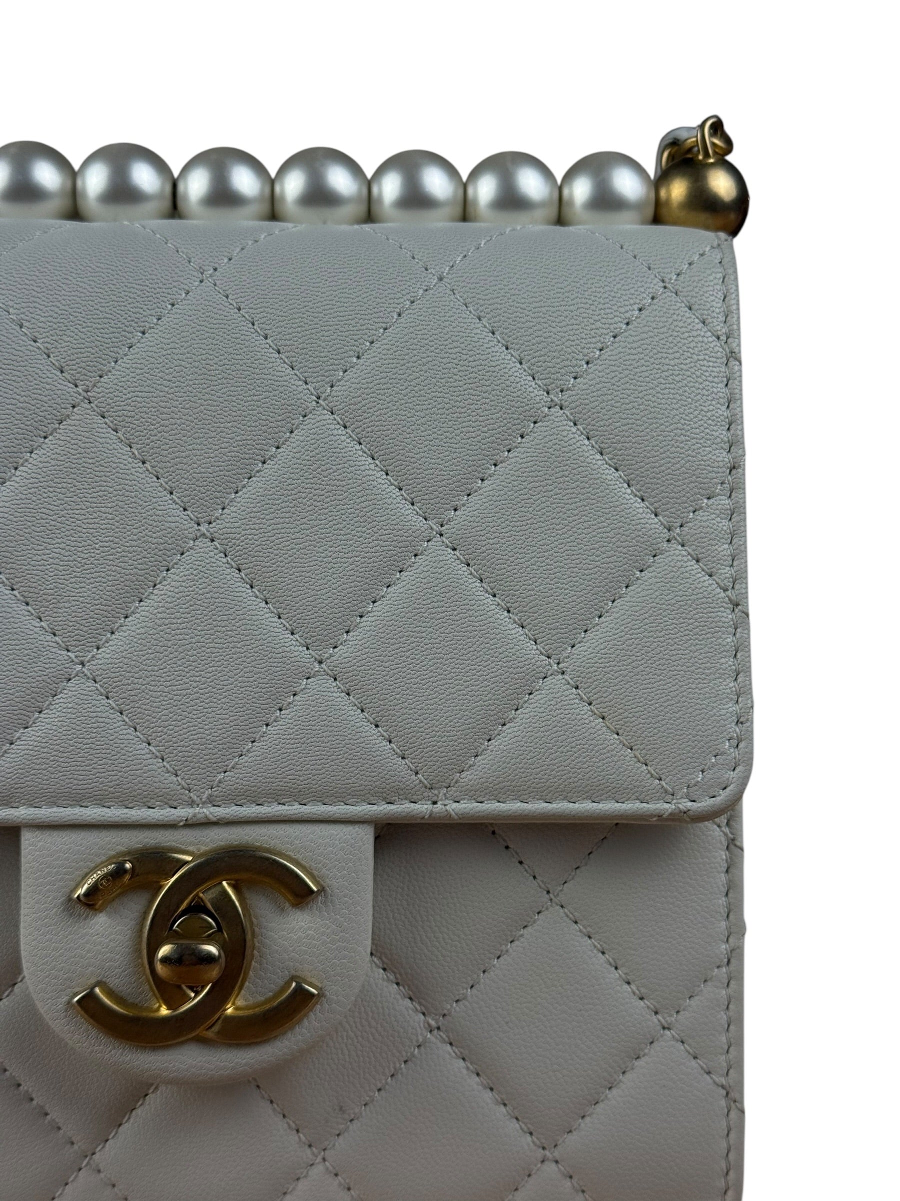 Chanel Small Chic Pearls White Flap Bag 2019