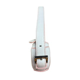 Loewe White Pebbled Leather Pink Trim Mini Boat Pochette