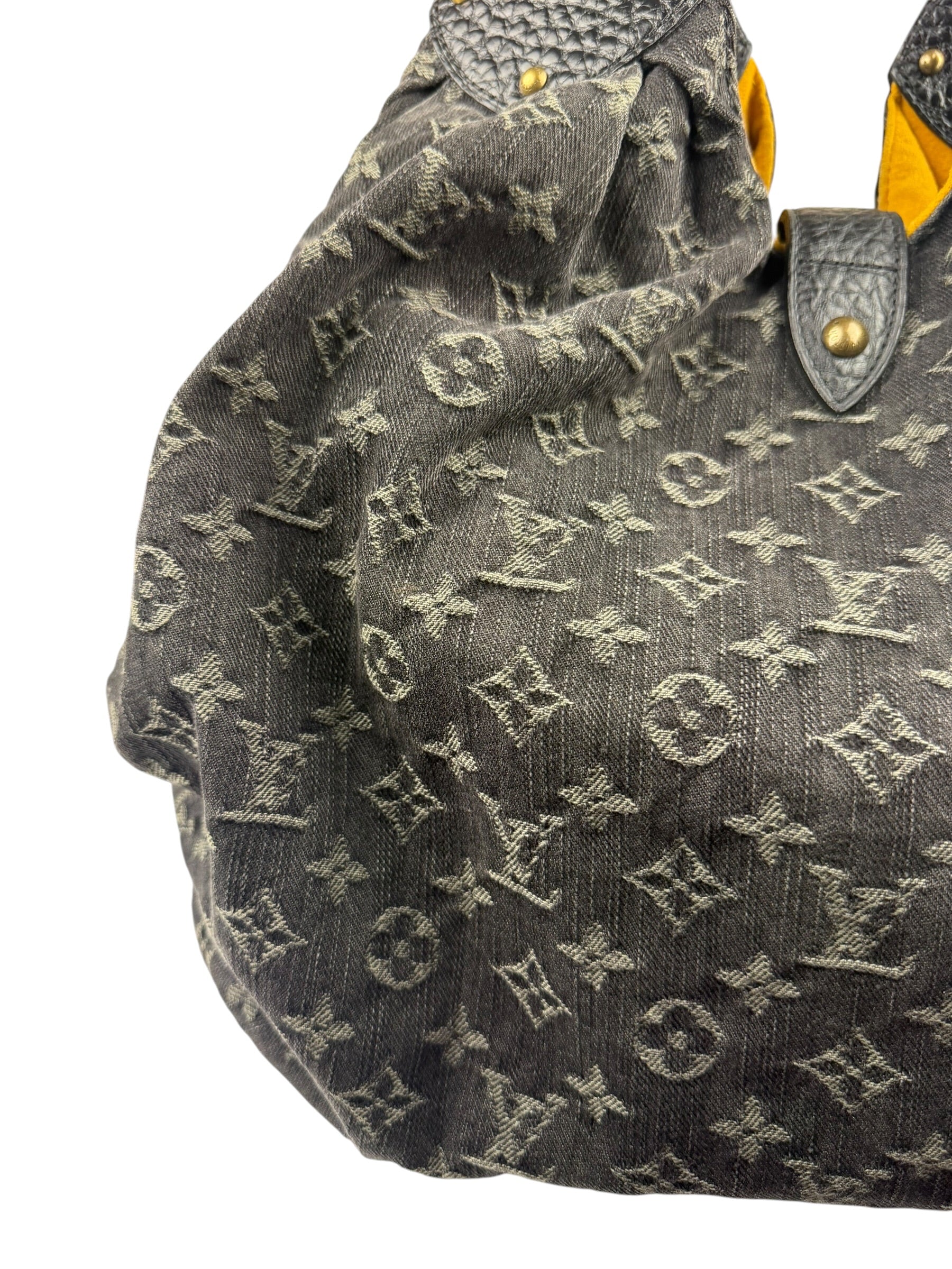 Louis Vuitton Black Denim Mahina Hobo Bag XL