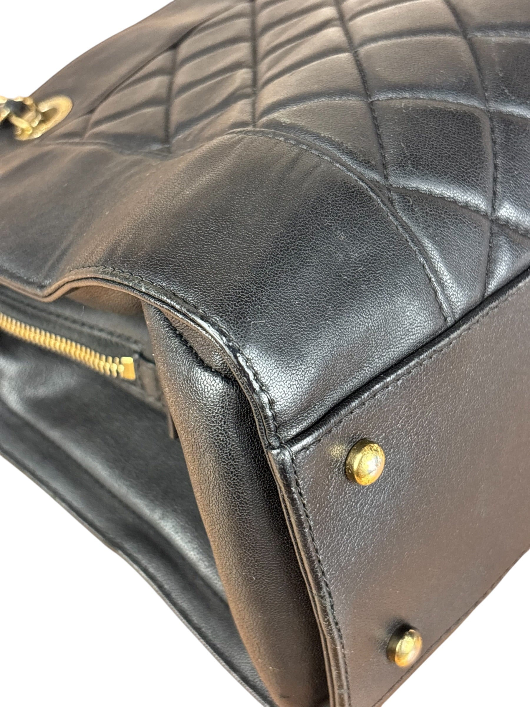 Chanel Vintage Black Quilted Mademoiselle Leather Shoulder Bag