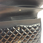 Chanel Black Patent Leather Quilted Leather Double Flap Jumbo Bag 2012