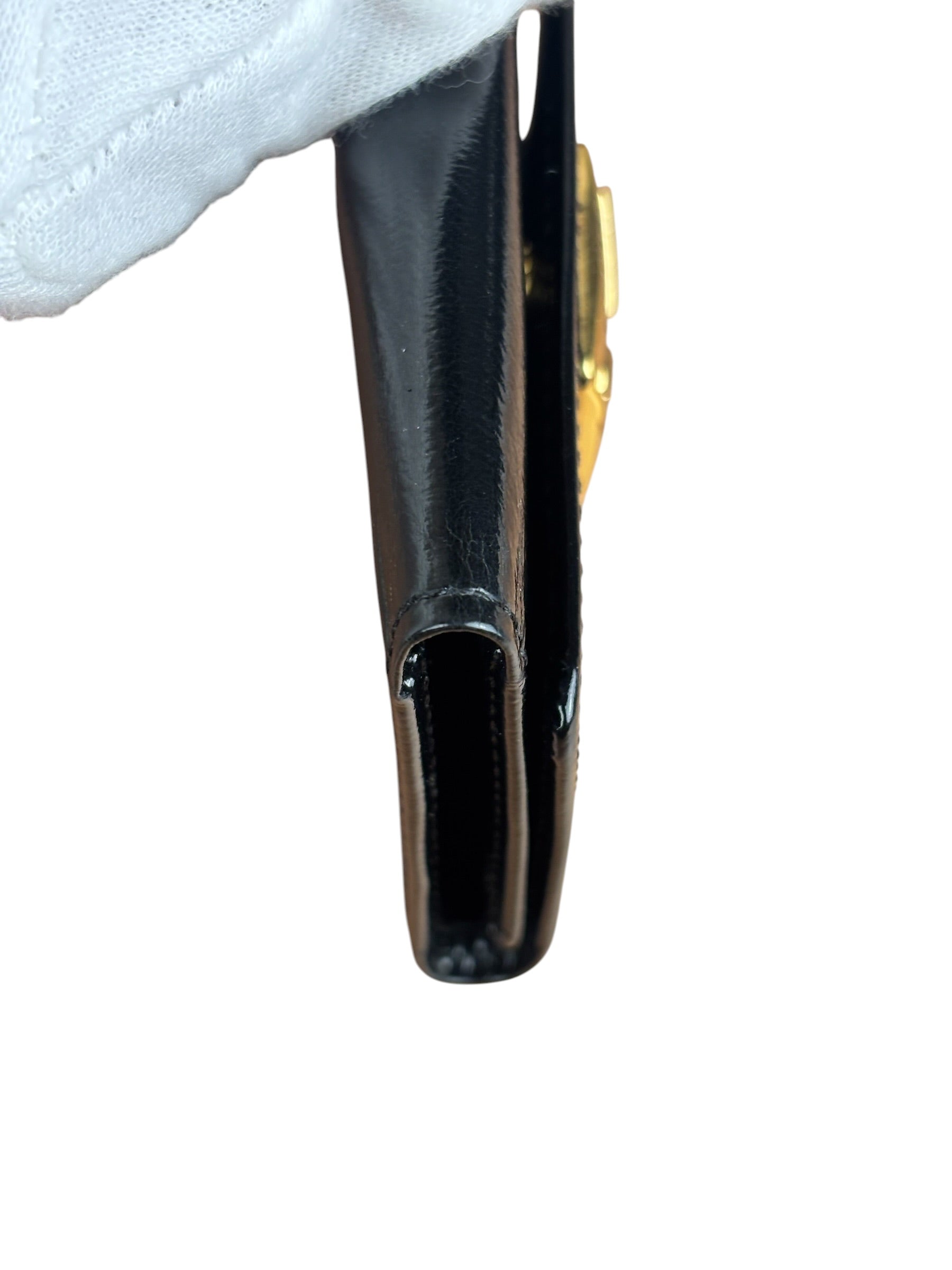 YSL Vintage Black Leather Trifold 5 Ring Key Case/Wallet